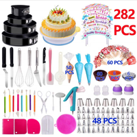 NOUVEAU Ama Zon Vente flash Articles de décoration de gâteaux Outils de pâtisserie Kit de douilles à pâtisserie Décorations en pâte à sucre 282 pièces Ensemble d'outils de décoration de gâteaux