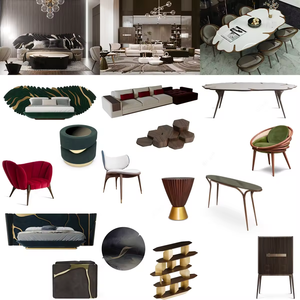 Juego de Muebles de Dormitorio de Diseño Moderno, Cama Doble de Tela y Cuero de Lujo, Tamaño Queen/King - Product Image 1