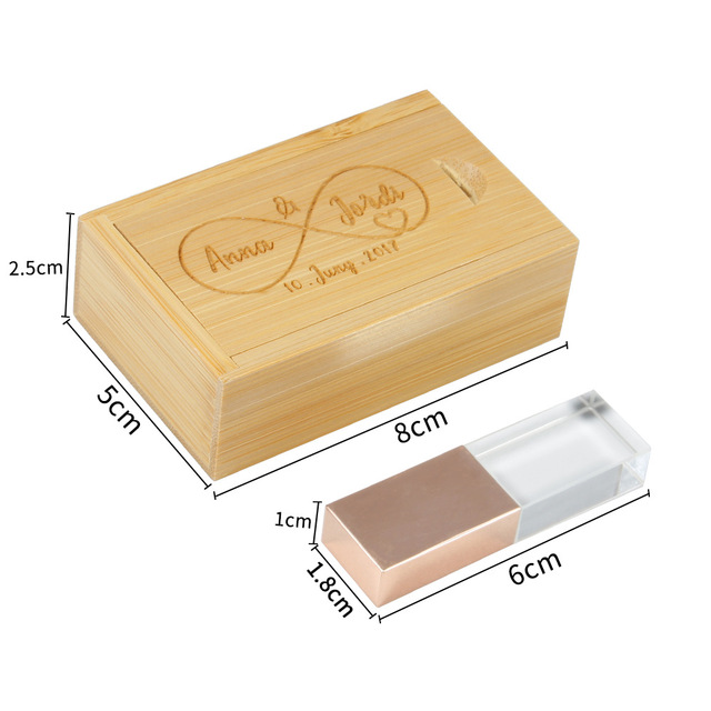 Custom Gift Box Crystal USB Stick Pendrive 4GB to 128GB USB Memory Pen Drive 2.0 3.0 Crystal USB Flash Drive