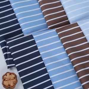 도매용 재고 있음: 100% 면 70수 원사염색 스트라이프 새틴 셔츠 원단, 액체 암모니아 마감, 고급 소재. - Product Image 4