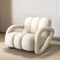 Fauteuil de détente Chesterfield en tissu microfibre pour chambre à coucher, salon, balcon