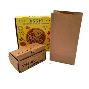 Boîte en papier ondulé biodégradable avec logo personnalisé imprimé restauration rapide plateau hot dog poulet frit pizza sac à provisions à emporter