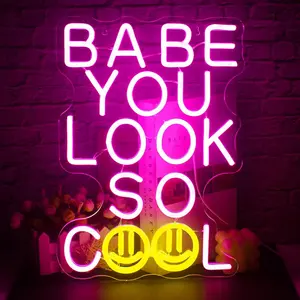 Pink Colors Babe You Look So Cool Letters Led Neon Customized Home Decoration Neon Signs