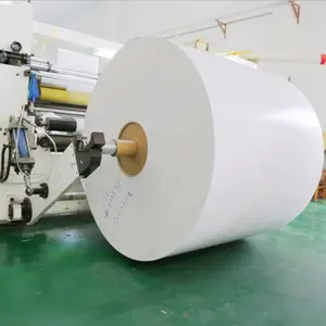 Gulungan perekat bahan jumbo gulungan kertas berperekat super besar material label termal cetak liner putih lem 18gsm