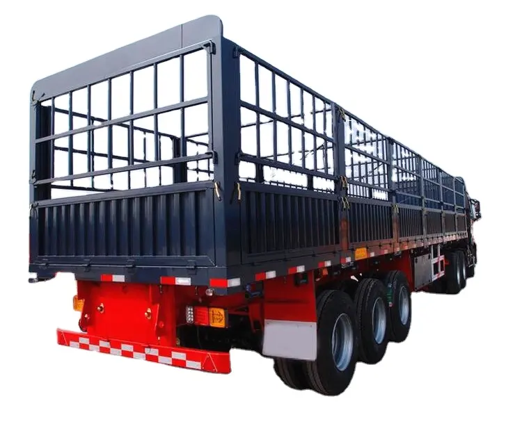 60T 80T Tri alxe animal carrier Semi trailer Cargo transport Truck Trailer rimorchi per recinzione per bestiame