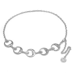 Chaîne de taille Hua Liyu avec pendentif lune et étoile, 115 cm, chaîne de corps rétro tendance pour accessoire de robe - Product Image 2