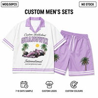 Conjunto de Camisa con Cuello Camisero y Pantalones Cortos con Cordón, Diseño Gráfico Deportivo, 160GSM, Poliéster Tejido, Impresión Digital, Proveedor OEM para Hombre