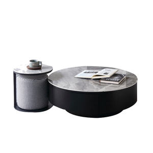 Meuble <span class=keywords><strong>TV</strong></span> moderne et simple, ensemble complet avec meuble surélevé et table basse ronde de luxe en plaque de roche - Product Image 6