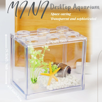Mini aquarium carré en plastique 1L léger pour poissons Betta, tortues, poissons rouges, chambre, cuisine, aménagement paysager extérieur, garantie à vie