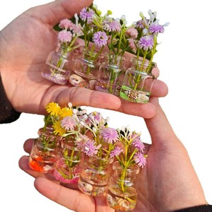 YANPAI – fleurs artificielles, vase en verre avec galets colorés, mini décoration pour tableau de bord de voiture, présentoir de bureau - Product Image 5