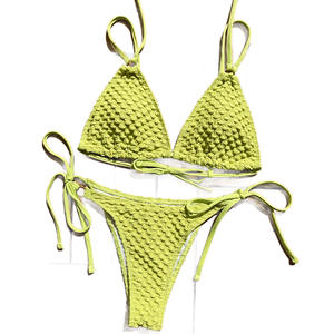 2026 Neuer Europäisch-Amerikanischer Cross-Border Halter 2-Teiliger Einfarbiger Sexy Bikini Badeanzug für Damen BH - Product Image 5