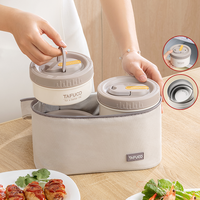 Ensemble de boîtes à repas isothermes en acier inoxydable 18/10 à double paroi, chauffables, pour les travailleurs de bureau, utilisation en extérieur, micro-ondable