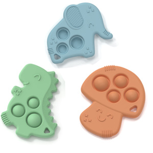 Anneau de <span class=keywords><strong>dentition</strong></span> pour bébé en silicone texturé doux sans BPA, dessins de champignons mignons d'éléphant Dino, jouets pour tout-petits pour le soulagement de la <span class=keywords><strong>dentition</strong></span> - Product Image 1