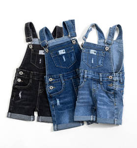 Salopettes en jean pour enfants, coton extensible, denim, salopettes en jean pour enfants, shorts à bretelles - Product Image 1