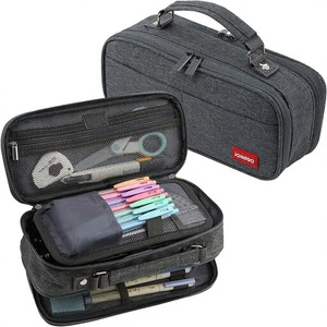Large Capacity 4-Compartment Double-Zipper Pencil Case & <b>Pen</b> Pouch for School/Office Use Teen Girls Boys Men Women - Product Image 1