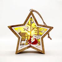 Adornos Navideños de Madera Ecológicos en Forma de Estrella, con Luces LED Cálidas, para Colgar, Decoración Festiva para el Hogar, Venta al Por Mayor