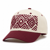Cappellini Snapback a 5 Pannelli con Logo Personalizzato, Stampa Geometrica Astratta Bianca e Nera, Visiera Piatta in Cotone Twill Minimalista