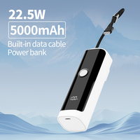 Chargeur mural portable mini 5000 mAh avec logo OEM, étanche, câble intégré, charge rapide 20W Type C pour iPhone, batterie externe