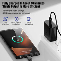 Chargeur Type-C 45W à Vente Chaude, Adaptateur PD 3.0 à Charge Super Rapide, Prise US EU pour Samsung S24 S23 S22 Ultra S21 S20
