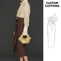 Chemisier élégant de luxe pour femme, long, col en V, épaules tombantes, à nouer devant, avec poignets plissés, polyvalent pour diverses occasions, ODM