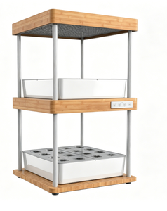 Système de culture hydroponique en bambou à 2 niveaux avec lumière LED à spectre complet, kit de jardinage d'herbes intelligentes d'intérieur pour la <span class=keywords><strong>cuisine</strong></span> à domicile - Product Image 3