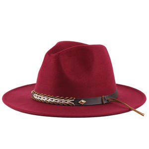 In magazzino piccolo ordine Floppy piatto a tesa larga feltro Cowboy Panama cintura fibbia cappello Sombrero lana australiana cappello Fedora a tesa larga - Product Image 5