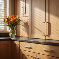 Poignée de meuble moderne et simple en laiton satiné et alliage d'aluminium, 96/128/160/192mm, pour armoire de cuisine, villa, tiroir, placard, haute qualité