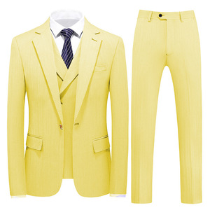 Costumes 3 pièces pour hommes à la mode personnalisés pour banquet <span class=keywords><strong>de</strong></span> mariage pour hommes, ensemble blazer à col cranté <span class=keywords><strong>de</strong></span> couleur unie, ensemble pantalon et <span class=keywords><strong>gilet</strong></span> - Product Image 6