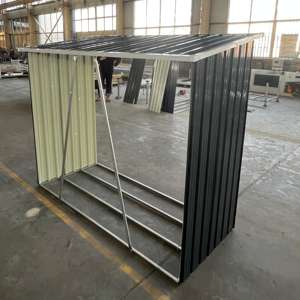 HUDING Almacenamiento de madera al aire libre Cobertizo de metal Gabinete de almacenamiento Cobertizos modernos y almacenamiento Cobertizo de leña de acero galvanizado en color - Product Image 5