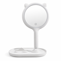 Miroir cosmétique de bureau à LED, miroir de maquillage tactile à intensité variable, grossissement 5X, miroir de vanité rechargeable pour la vente en gros, logo personnalisé