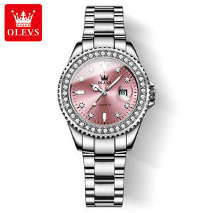 <span class=keywords><strong>Reloj</strong></span> de Cuarzo <span class=keywords><strong>OLEVS</strong></span> 9945 de Lujo para <span class=keywords><strong>Mujer</strong></span> con Detalles de Diamantes, Diseño Minimalista, Correa de Acero Inoxidable, Resistente al Agua 3BAR - Product Image 4