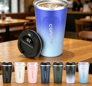 Mug de voyage isotherme intelligent à double paroi 380 ml avec affichage LED de la température, en acier inoxydable 18/8, pour café et eau - Product Image 1