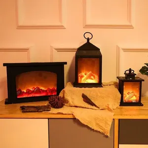 Linterna de <span class=keywords><strong>chimenea</strong></span> <span class=keywords><strong>LED</strong></span> sin llama de mesa, luz nocturna con <span class=keywords><strong>efecto</strong></span> de fuego de troncos para iluminación decorativa de jardín - Product Image 2