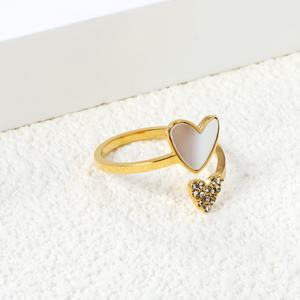 18K Gold Plated Shell Minimalist Love Heart <b>Ring</b> for Women Cubic Zirconia Open <b>Adjustable</b> <b>Rings</b> Jewelry Fashion Party Gift - Product Image 2