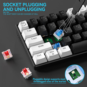 X823 60 Phần trăm cơ khí chơi game Bàn phím Ergonomic bền có thể tháo rời Loại-C Cáp Mini Trắng chơi Game bàn phím với công tắc màu đỏ - Product Image 4