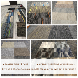 Azulejos de alfombra de PVC cuadrados de 600x600 de estilo moderno, antideslizantes, para oficina y comercial, patrón de rayas de nailon hecho a máquina para pasillos y habitaciones - Product Image 4