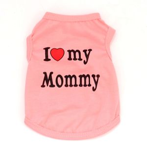 Breathable Sleeveless Pet Vest Heart Letter <b>Print</b> I Love My Daddy Mommy <b>Printed</b> Dog Tank Top For Small Puppy - Product Image 5