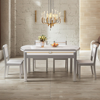 2025 Table à manger extensible convertible de luxe moderne nouveau modèle avec dessus en dalle de roche en bois massif pour petits appartements