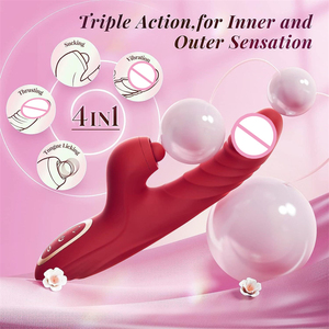 4 En 1 10 vibración 7 empuje mujeres conejo clítoris estimulador consoladores punto G vibrador propulsor juguetes sexuales masajeador - Product Image 5