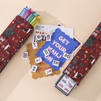 Ensemble de Mahjong Américain Moderne de Luxe Pliable avec Motif Cerf de Noël, Tuiles en Mélamine, Kit de Jeu Complet, Coffret Cadeau de Voyage