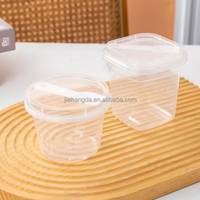 Boîte en plastique PP transparente jetable avec couvercle et cuillère 6oz 4oz 9oz Coupe à dessert ronde carrée pour pudding gelée yaourt gâteau