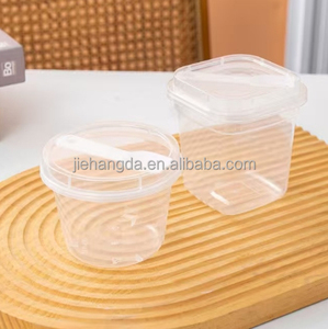 Boîte en plastique PP transparente jetable avec couvercle et cuillère 6oz 4oz 9oz Coupe à dessert ronde carrée pour pudding gelée <span class=keywords><strong>yaourt</strong></span> gâteau - Product Image 4