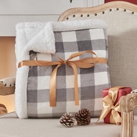 Plaid Sherpa ultra doux, chaud et épais à double couche avec motif écossais personnalisé pour l'hiver