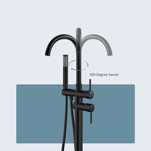 Grifo de ducha de pie para bañera, negro mate, de alto caudal, con ducha de mano y mezclador LY-18103 T - Product Image 5
