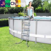 Échelle de piscine double face avec plateforme en PVC de 132 cm pour piscine de massage