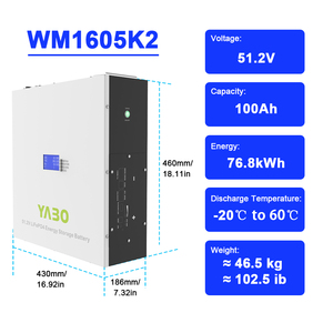 5kWh 48V Solarenergie 51,2V 100Ah Lithium-Wandbatterie LiFePO4-Pack mit BMS für netzunabhängige Systeme - Product Image 1