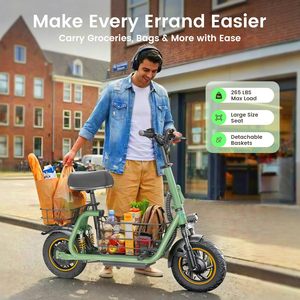 Trottinette électrique Gyroor C1 Pro, vélo de ville pour adultes avec siège, système de suspension double, trottinette électrique pliable avec écran LCD - Product Image 4
