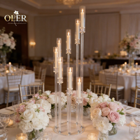 Porte-bougie personnalisé de haute qualité à 8 bras, style européen, en acrylique durable, pour centre de table de mariage et décoration d'événements
