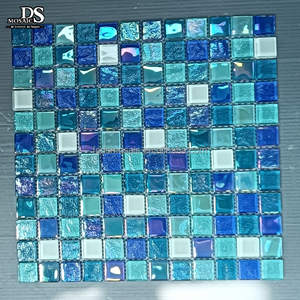 Azulejos de mosaico de piscina de cristal cuadrado azul moderno para piscinas de interior y exterior, ideal para decoración de suelo elegante, hoteles/baños - Product Image 4
