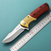 Couteau de poche pliant utilitaire en acier inoxydable avec manche en bois pour le camping et la pêche en plein air, vente en gros d'usine OEM/ODM